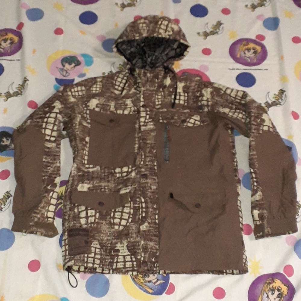 2007 Grenade Fatigue Brand All Over Print Winter Ski Jacket Coat Vintage